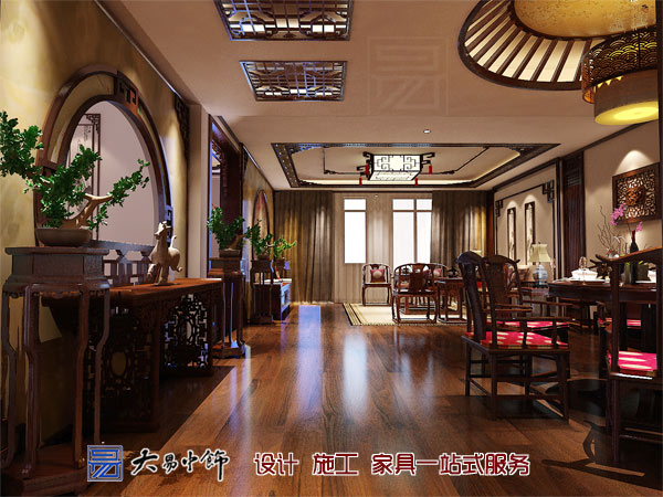 遼寧盤(pán)錦220平米別墅設計，感受中式別墅裝修的氣息